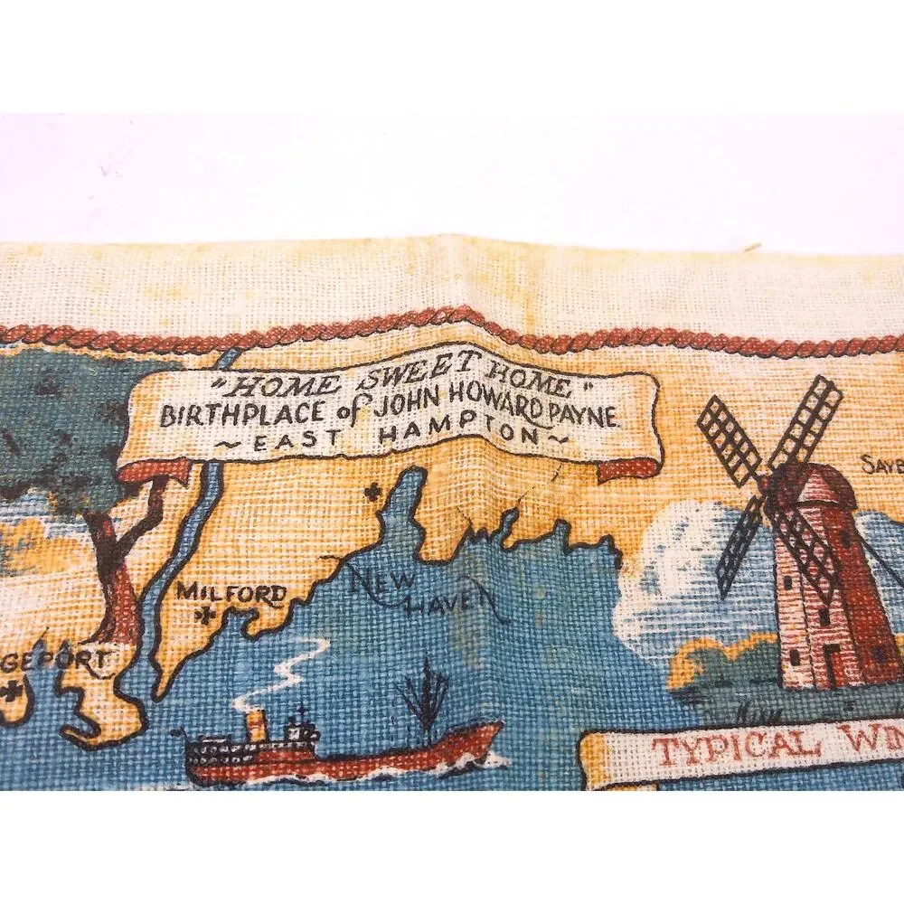Vintage Long Island Map Linen Tea Towel Art Print by Richard Batchelder READ
